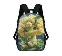 sinyumoney Sweet Cauliflower Creature 3D Printed 17 Inch School Backpack Children's Backpacks 3D Printed Cool Knapsack for Boys Elementary And Middle