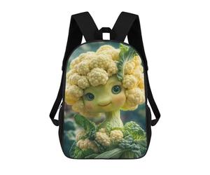 sinyumoney Sweet Cauliflower Creature 3D Printed 17 Inch School Backpack Children's Backpacks 3D Printed Cool Knapsack for Boys Elementary And Middle