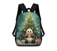 sinyumoney Sweet Xmas Tea Panda School Bags Large Lightweight Casual Backpack- Perfect for Travel, Work And Daily Use 17inch