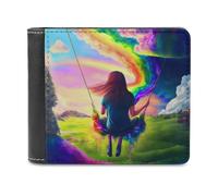 sinyumoney Swinging Into Colorful Dreams 3D Print Clutch Purse Multiple Slots RFID Blocking Stylish Slots Note Section Wallets Youth Guys 11.7cm*9.5cm