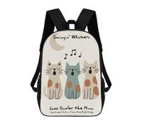 sinyumoney SwinginWhiskers Jazz Cats 3D Printed Children's School Backpack for Kids High Capacity Travel Rucksacks 17 Inch Book Bags Kids
