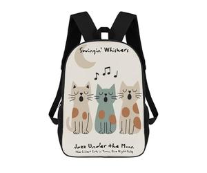 sinyumoney SwinginWhiskers Jazz Cats School Backpack Computer Rucksack for School/Work/Travel- Perfect for Travel, Work And Daily Use 17inch