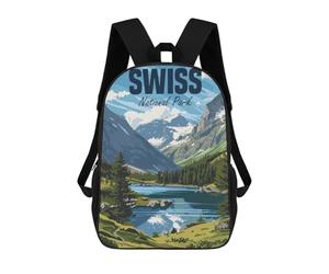 sinyumoney Swiss National Park 3D Printed School Backpack Casual Children's Backpacks 3D Printed School Bag for Boys Elementary And Middle 17inch