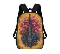 sinyumoney Sword Dragon Cherry Blossom Art Print-1 Backpacks Kids 17inch School Backpack School Bag 3D Printed School Bag for Boys Elementary And Middle School Students