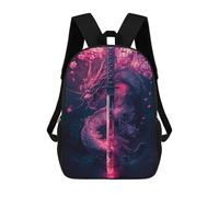 sinyumoney Sword Dragon Cherry Blossom Art Print School Backpack Fashion Stationery Backpack Waterproof Casual Daypacks for Men/Women 17inch