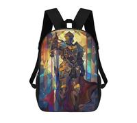sinyumoney Sword Paladin Stained Glas School Bags Lightweight Casual Daypack School Backpacks for School/Work/Travel 17inch
