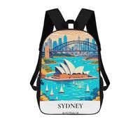 sinyumoney Sydney, Australia Cityscape Children's School Backpack 3D Printed for Kids Travel Rucksacks Book Bags for Boys Elementary School Students 17inch
