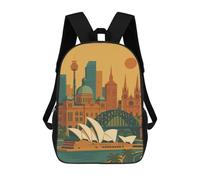 sinyumoney Sydney, Australia Skyline Illustration School Backpack for Girls Backpack Water Repellent Casual Daypack Lightweight Rucksack Boy Girl School Backpack 17inch