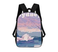 sinyumoney Sydney Australia Travel Children's Backpack, 3D Printed School Backpack, Backpack for Boys Girls, Adjustable School Bag for Primary School 17inch