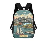 sinyumoney Sydney Backpacks Kids School Backpack School Bag 3D Printed School Bag for Boys Elementary And Middle School Students 17inch