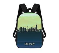 sinyumoney Sydney City Skyline Backpacks Kids School Backpack School Bag 3D Printed School Bag for Boys Elementary And Middle School Students 17inch