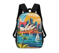 sinyumoney Sydney Harbor Vibes Backpacks Kids School Backpack School Bag 3D Printed School Bag for Boys Elementary And Middle School Students 17inch