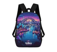sinyumoney Sydney Harbour Night Kids' Backpack 3D Printing School Bag Boys Cool Daypacks Casual Knapsack Fun Back Bag for Kids And Teenager 17inch