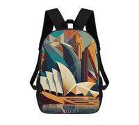 sinyumoney Sydney Opera House 3 3D Printed Children's School Backpack for Kids High Capacity Travel Rucksacks Book Bags Kids School Bag Back Pack 17inch