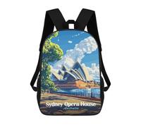 sinyumoney Sydney Opera House 3D Printed Children's School Backpack for Kids High Capacity Travel Rucksacks Book Bags Kids School Bag Back Pack 17inch