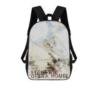 sinyumoney Sydney Opera House 3D Printed Children's School Backpack for Kids High Capacity Travel Rucksacks Book Bags Kids School Bag Back Pack 17inch