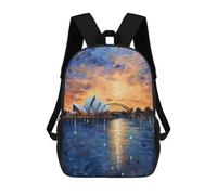 sinyumoney Sydney Opera House Backpack, Children's Backpack, Student School Bag Bookbag Rucksack, 3D Printed School Bag for Boys Girls 17inch