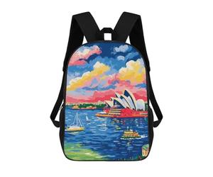 sinyumoney Sydney Opera House Colorful Painting Backpack School Lightweight Casual Daypack School Backpacks for Boys/Girls/Teenagers 17inch