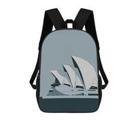 sinyumoney Sydney Opera House Minimalist Art Children's Backpacks School 3D Printed Bag Bookbag for Kids Travel Rucksacks Boy Girl Book Bags Kids School Bag 17inch