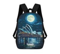 sinyumoney Sydney Opera House Night Kids' Book Bag 3D Printing School Bag Boys And Girls Cool Knapsack Casual Back Bag for School Students 17inch