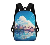 sinyumoney Sydney Opera House Skyline Backpacks Kids Student Schoolbag,3D Printed Backpacks,Elementary And Middle School Students Backpacks for Boys Girls 17inch