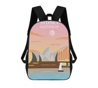 sinyumoney Sydney Opera House Sunset Backpacks 3D Printed Kids School Backpack Outdoor Casual Daypack Fashion Casual Children Backpacks Cute Travel Bags 17inch