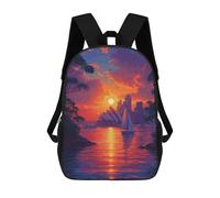 sinyumoney Sydney Opera House Sunset School Bag 3D Printed 17inch Backpacks Fashion Kids School Backpack Rucksacks for Boys Elementary And Middle School Students