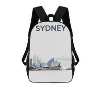 sinyumoney Sydney Skyline Illustration Backpacks Kids School Backpack School Bag 3D Printed School Bag for Boys Elementary And Middle School Students 17inch