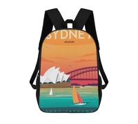 sinyumoney Sydney Travel Backpacks Kids School Backpack School Bag 3D Printed School Bag for Boys Elementary And Middle School Students 17inch