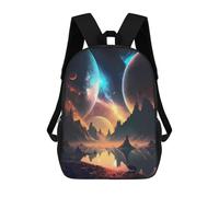 sinyumoney Symmetry Planets Landscape Kids' Backpack 3D Printing School Bag Boys Cool Daypacks Casual Knapsack Fun Back Bag for Kids And Teenager 17inch