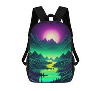 sinyumoney Synthwave Abstract Odyssey Backpack with Pocket 3D Printed Backpacks, Travel Rucksacks Book Bags Kids School Bag 17inch
