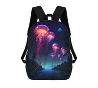 sinyumoney Synthwave Jellyfish Backpack with Pocket 3D Printed Backpacks, Travel Rucksacks Book Bags Kids School Bag 17inch