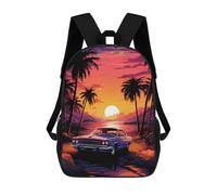 sinyumoney Synthwave Retro Car Sunset Backpack School Bag Rucksack for Girls Boys Backpacks Large Capacity Kids Back Pack Lightweight School Bags for Children Students 17inch