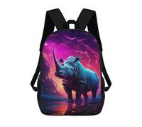 sinyumoney Synthwave Rhino Backpacks Kids Student Schoolbag 3D Printed Backpacks Elementary And Middle School Students Backpacks for Boys Girls 17inch