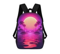 sinyumoney Synthwave Sunset Escape 3D Printed 17inch Kids School Bag Rucksacks Children's School Fashion Casual Back Pack High Capacity Travel Book Bags