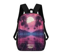 sinyumoney Synthwave Sunset Serenade Children's Backpacks School Backpack 3D Printed for Kids Travel Rucksacks Book Bags Kids 17inch School Bag