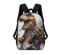 sinyumoney T-rex Playing Guitar Metal Band Children's School Backpack Fashion Casual Children's Backpacks 3D Printed School Bags Boy Large Backpack 17inch