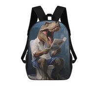 sinyumoney T Rex Sitting on A Toilet Children's Backpack, 3D Printed School Backpack, Backpack for Boys Girls, Adjustable School Bag for Primary School 17inch