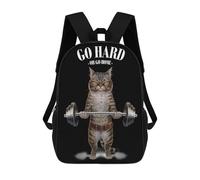 sinyumoney Tabby Cat Weightlifting Backpack School Bag Secondary Causal Travel High School Bags - Perfect for Travel, Work And Daily Use 17inch