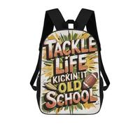 sinyumoney Tackle Life Old School Football Rucksack Secondary Causal Travel High School Bags for Boys/Girls/Teenagers 17inch