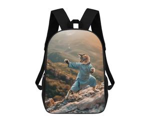 sinyumoney Tai Chi Master Kitty Backpack School Lightweight Schoolbag Dayback Bookbag College for Men/Women 17inch