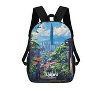 sinyumoney Taipei Cityscape 3D Printed Children's School Backpack for Kids High Capacity Travel Rucksacks Book Bags Kids School Bag Back Pack 17inch