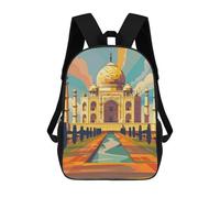 sinyumoney Taj Mahal Illustration School Backpack for Girls Backpack Water Repellent Casual Daypack Lightweight Rucksack Boy Girl School Backpack 17inch