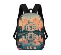sinyumoney Taj Mahal India Children's Backpack, 3D Printed School Backpack, Backpack for Boys Girls, Adjustable School Bag for Primary School 17inch