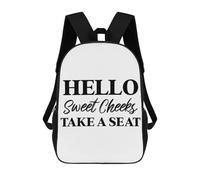 sinyumoney Take A Seat Backpack 3D Print Kids Bag Elementary Students Daypack Lightweight School Bag for Children Girls Boys Nursery Lunch Pack 17inch