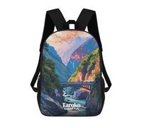 sinyumoney Taroko National Park, Taiwan Illustration Kids' Backpack 3D Printing School Bag Boys Cool Daypacks Casual Knapsack Fun Back Bag for Kids And Teenager 17inch