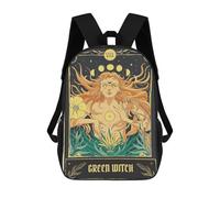 sinyumoney Tarot Green Witch 3D Printed Children's School Backpack for Kids High Capacity Travel Rucksacks Book Bags Kids School Bag Back Pack 17inch