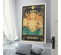 sinyumoney Tarot Green Witch Painted Effect Canvas Painting Modern Wall Home Office Decor Wedding PosterHome Decor- 24x36inch(60x90cm)