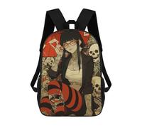 sinyumoney Tattooed Anime Girl with Skulls Children's Backpacks Kids Fun School Bag Boys Backpack Travel Bag Student Schoolbag Book Stationery Bag Chool Bags 17inch