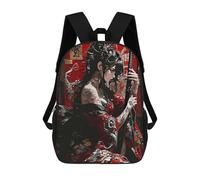 sinyumoney Tattooed Geisha with Katana School Bag Backpack Teen Schoolbag 3D Printing Adjustable Schoolbag Fashion Pocket Bag for Kids Boys Girls Students And Teenagers Fans 17inch